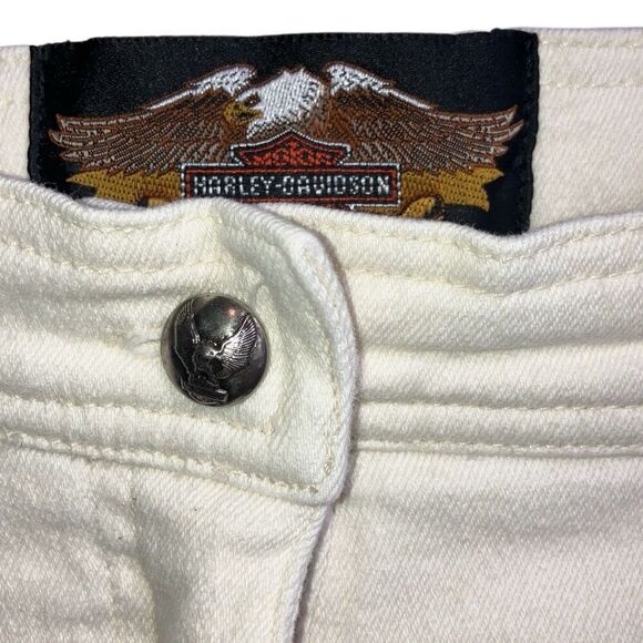 419. Vintage Harley Davidson high rise jeans size 12 in off white - Picture 7 of 8
